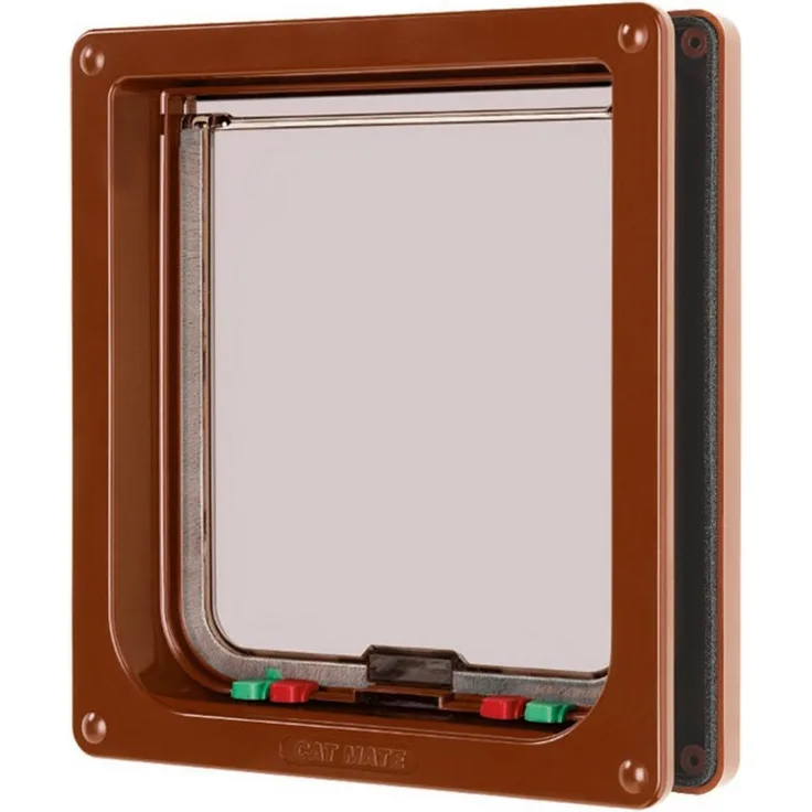 CAT MATE Katzenklappe Large 221 B, braune Katzentür mit Vier-Wege-Verschluss, 235 mm x 252 mm