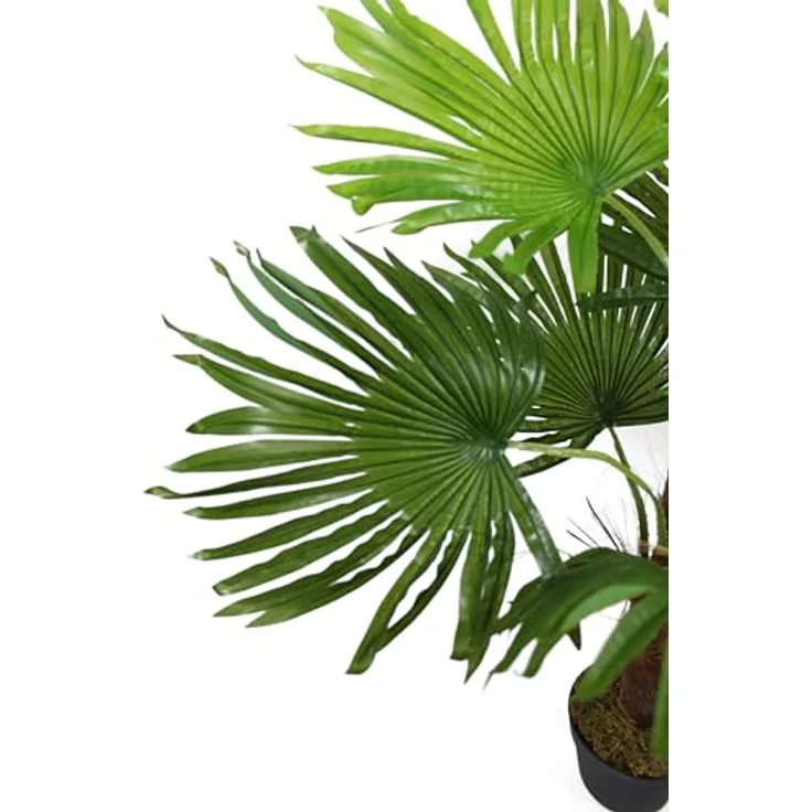 Arnusa Künstliche Fächerpalme 90 cm mit 9 Palmenwedel Kunstpalme Kunstpflanze Künstliche Palme im Topf Dekopflanze – Bild 2