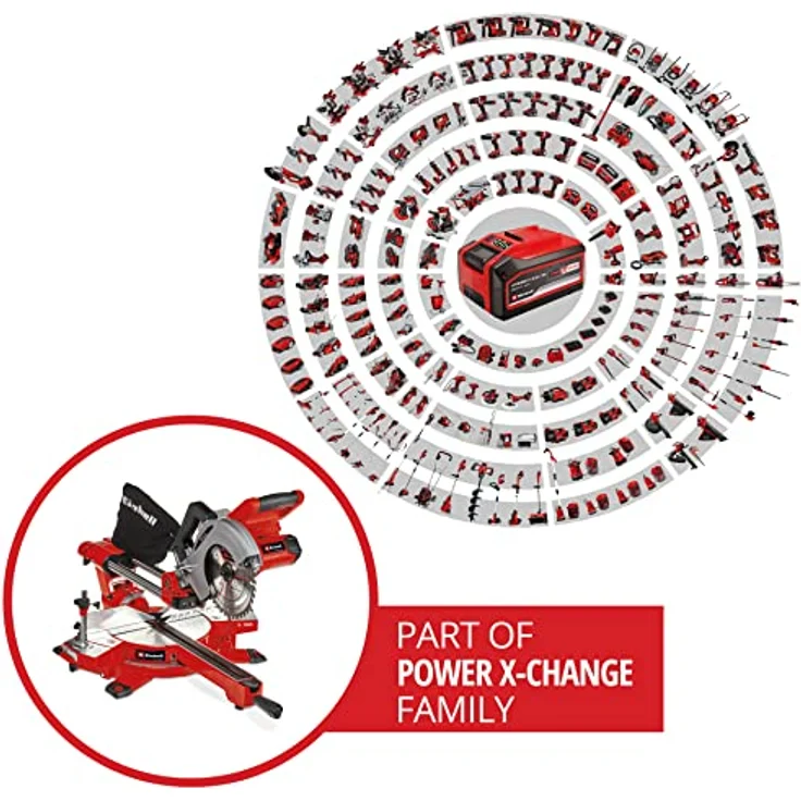 Einhell Akku-Zug-Kapp-Gehrungssäge TE-SM 36-210 Li-Solo Power X-Change PXC (Li-Ion, 36 V, leichtgängige Zugfunktion, Schnittlinien-Laser, ohne Akku und Ladegerät) – Bild 2
