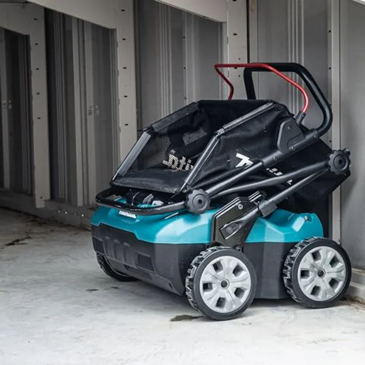 Makita Vertikutierer Akku- 40V max., professioneller Rasenpfleger mit 38 cm Arbeitsbreite, 18-stufig einstellbarer Arbeitstiefe, 50 Liter Grasfangsack, 180 mm ø Räder, Wet Guard – Bild 14