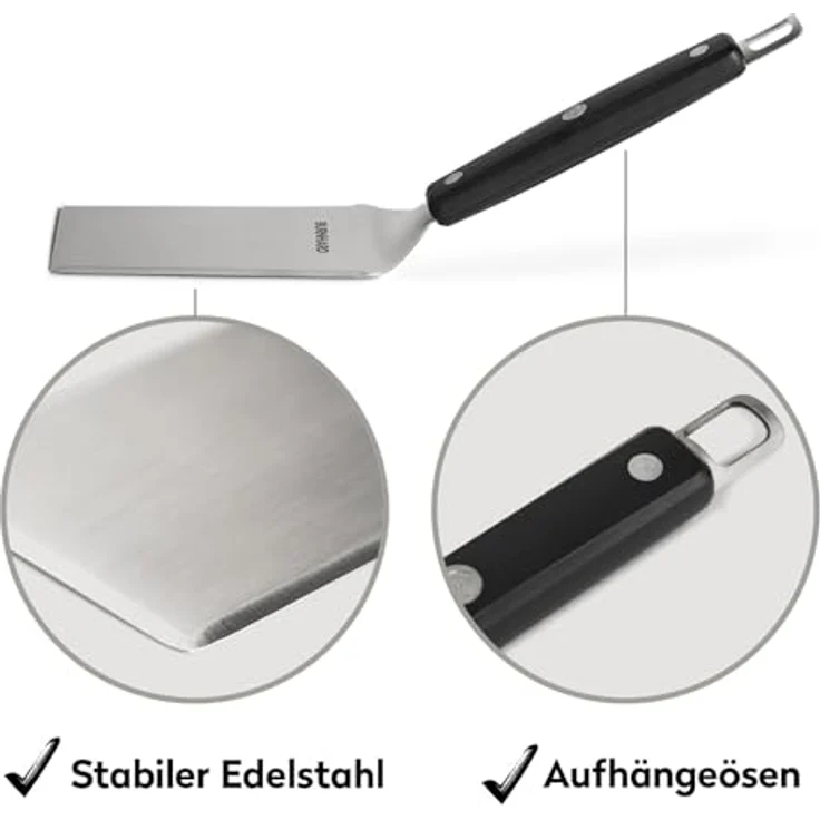 BURNHARD Edelstahl Grillplatte Earl, 42,5 x 39,6 cm Plancha Set mit 2-tlg. Grillspachtel und Grillschaber – Bild 5