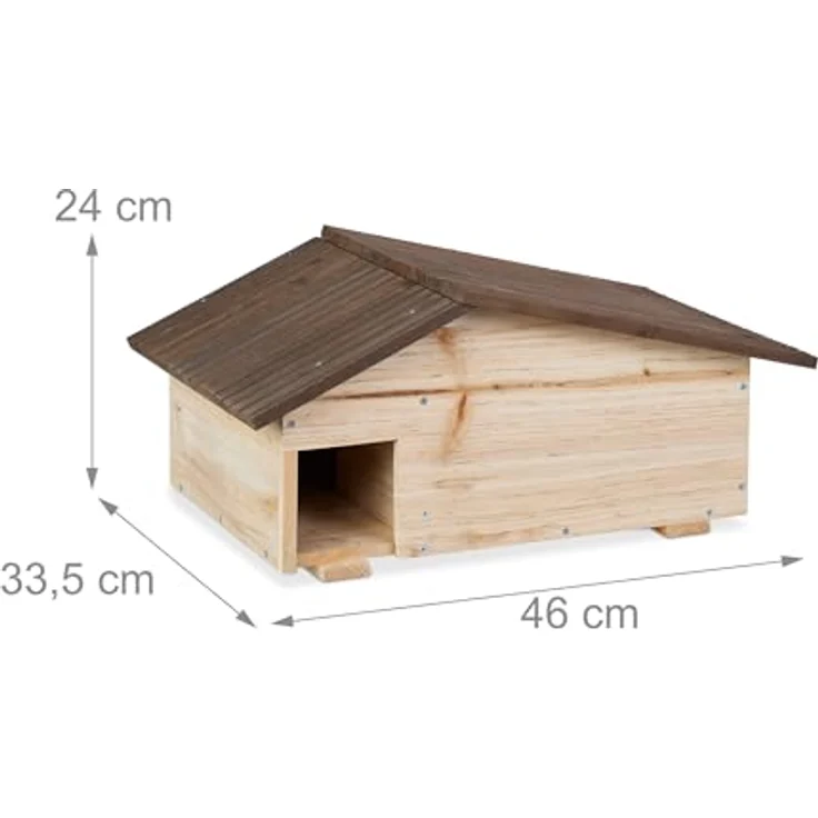 relaxdays Igelhaus mit Bode, Winterquartier aus Kiefernholz mit 2 Kammern, natur – Bild 4