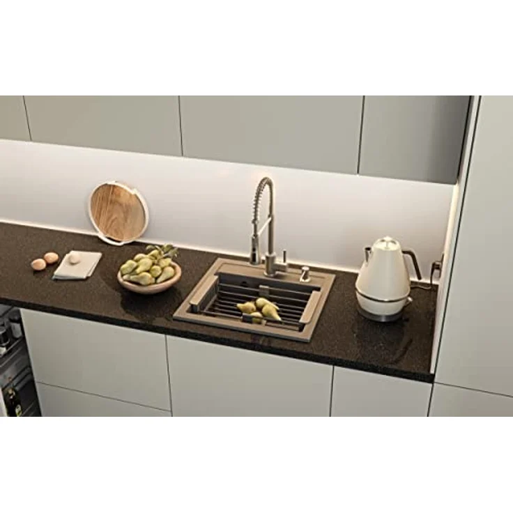 Quadron JOHNNY 110 Granit Spüle Einbauspüle 47 x 50 x 18,5 cm, Beige | Fleckenbeständig & kratzfest, inklusive Hahnloch – Bild 4