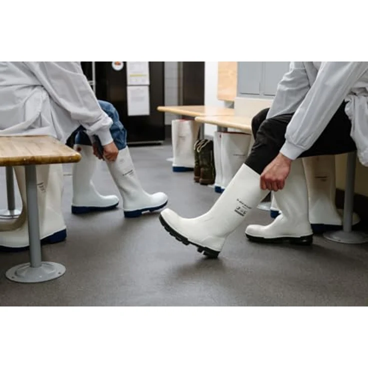 Dunlop NB1JB01 Wasserdichte Sicherheitsstiefel S4 Weiß 42, PVC Arbeitsschuhe mit Stahlkappe und rutschhemmender Sohle – Bild 6