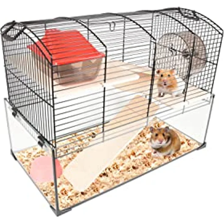 Flamingo HAMSTERKÄFIG VITRU SCHWARZ 1 51,5x29x40CM, Metall, Glas und Holz