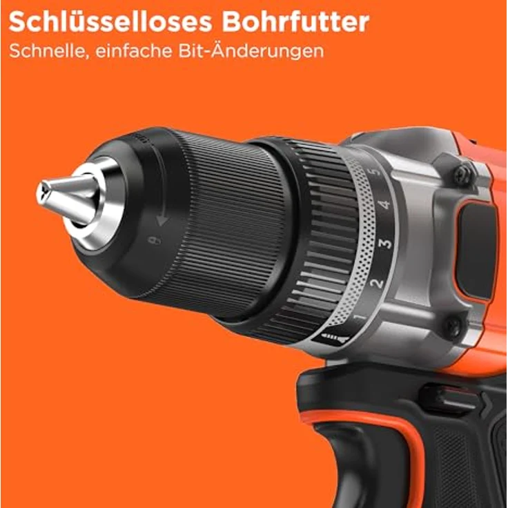 Black & Decker Akku-Bohrschrauber 18V ohne Akku BCD382XN-XJ, Akkubetrieb – Bild 6