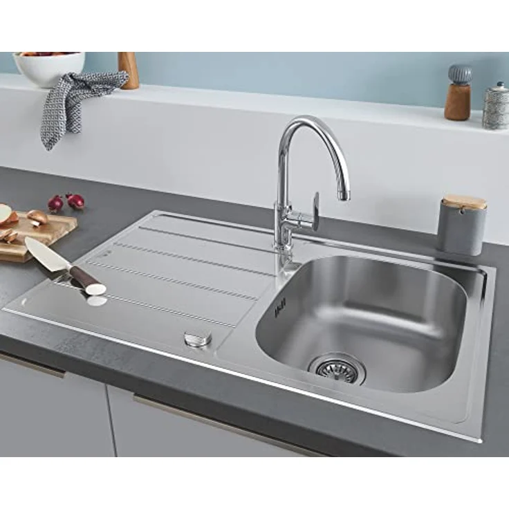 GROHE K200 | 1 Becken | Küchenspüle - Top Mount reversibel | inklusive: Ablaufgarnitur, Siebkorb, Montageset | Edelstahl | 31552SD1 – Bild 2
