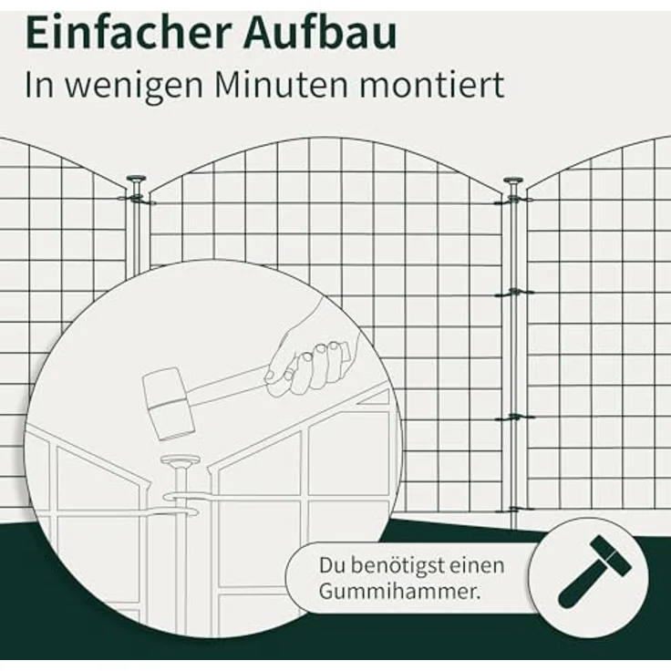 VERDOBA Teichzaun Gartenzaun Hundezaun - Metall Gitterzaun erweiterbar, 5–20 Zaunelemente in Grün, Braun oder Anthrazit – Bild 5