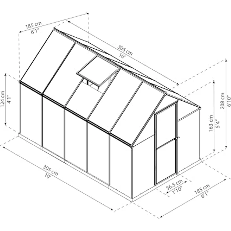 Tepro Gewächshaus 6x10 inkl. galvanisierter Stahlbodenrahmen – Bild 2