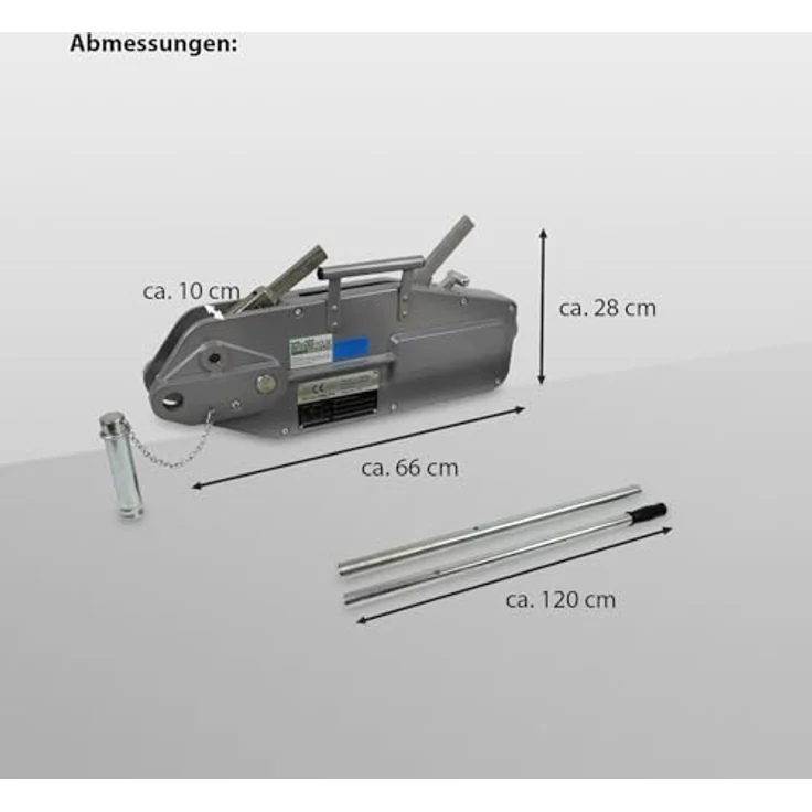 TRUTZHOLM Forstseilwinde 3200kg, 20m Spezialseil, teleskopierbare Betätigungsstange mit gummiertem Handgriff, Aluminiumgehäuse – Bild 4