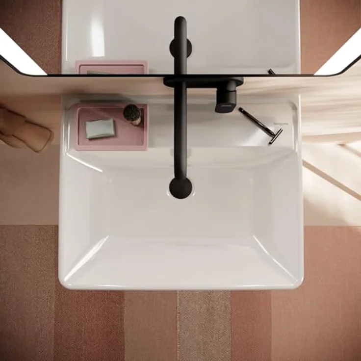 hansgrohe Xanuia Q Waschtisch Waschbecken, wandhängend, ohne Hahnloch, mit Überlauf, 600x480mm, glänzend weiss – Bild 7