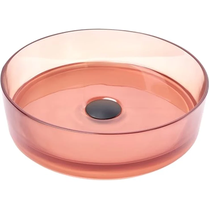 Beliani Tolosa, elegantes Aufsatzwaschbecken aus hochwertigem Mineralwerkstoff, 360 mm, mit Klick-Klack-Stöpsel – Bild 1