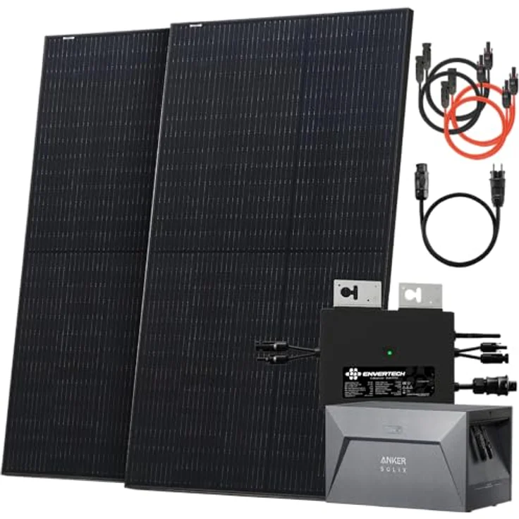 Solarway® 1000W Balkonkraftwerk mit Speicher 800W, 1,6 kWh Anker Solix 500W Solarmodule, Envertech Wechselrichter, steckfertig, genehmigungsfrei – Bild 1