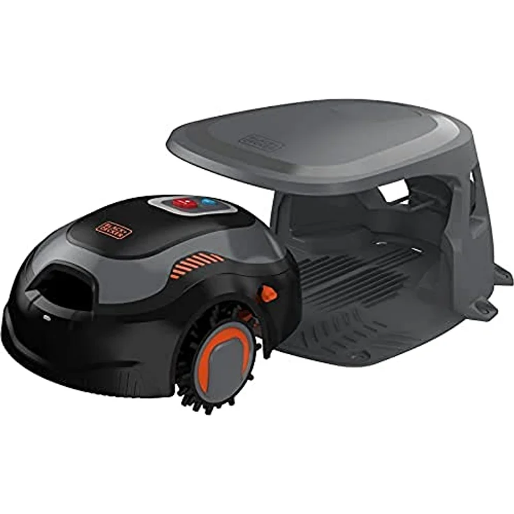 Black+Decker Mähroboter BCRMW123 (kompakter Akku-Rasenmäher für Rasenflächen bis 700m², 18 cm Schnittbreite, Schnitthöhe 15-60 mm, Steigungen bis 30%, mit Bluetooth-Steuerung via App, Diebstahlschutz) – Bild 1