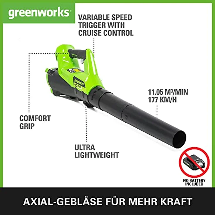 Greenworks 40V Akku-Axial-Laubbläser (ohne Akku und Ladegerät) - 2400807 – Bild 3