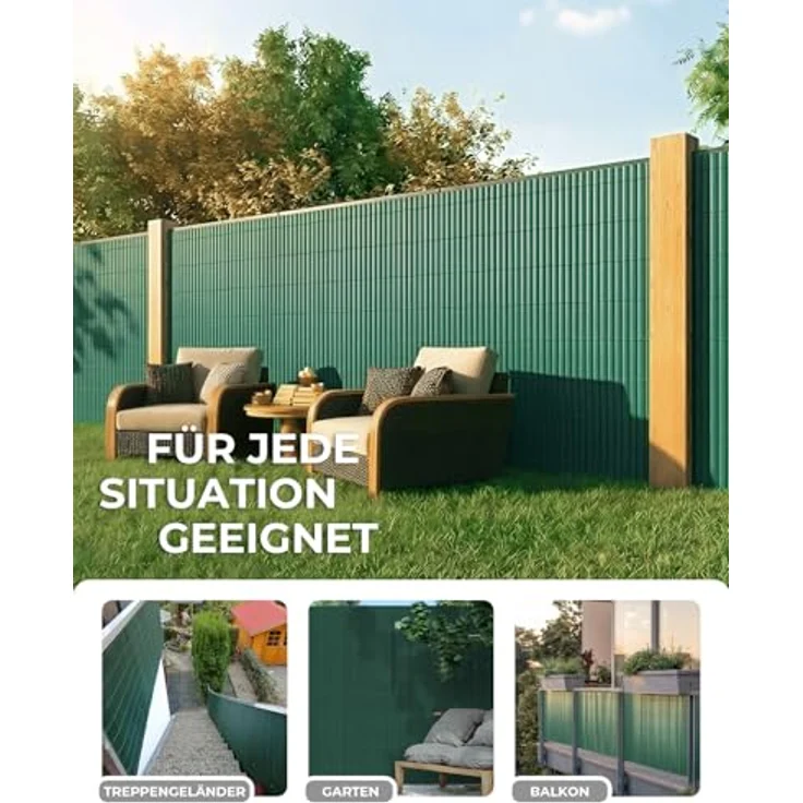 paramondo PVC Sichtschutzmatte 150 x 300 cm, dreifach verstärkt, wetterfest mit strukturierter Oberfläche, Grün – Bild 5