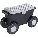 Maximex XXL-Gartenwagen mit Staufach, Fahrbarer Rollsitz für Gartenarbeit & Zuhause, Rücken- & Knieschonender Gartenhocker mit Rollen & Sitz, Robuster Garten Sitz Rollen bis 110 kg belastbar, 15 l
