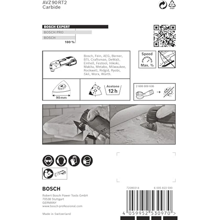 Bosch Professional Expert Sanding Plate AVZ 90 RT2 Blatt für Multifunktionswerkzeuge, 90 mm – Bild 4