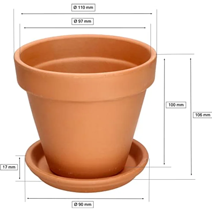 KOTARBAU® Blumentopf Übertopf aus Terrakotta, 4er Set Ø 11 cm, zeitloses Design für Innenräume und Gärten, atmungsaktive Wandstruktur – Bild 2