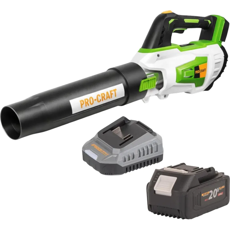 Procraft PB20 Akku Laubbläser 20 V TURBO, inklusive 4,0 Ah Akku und Ladegerät, kabellose Gartenreinigung