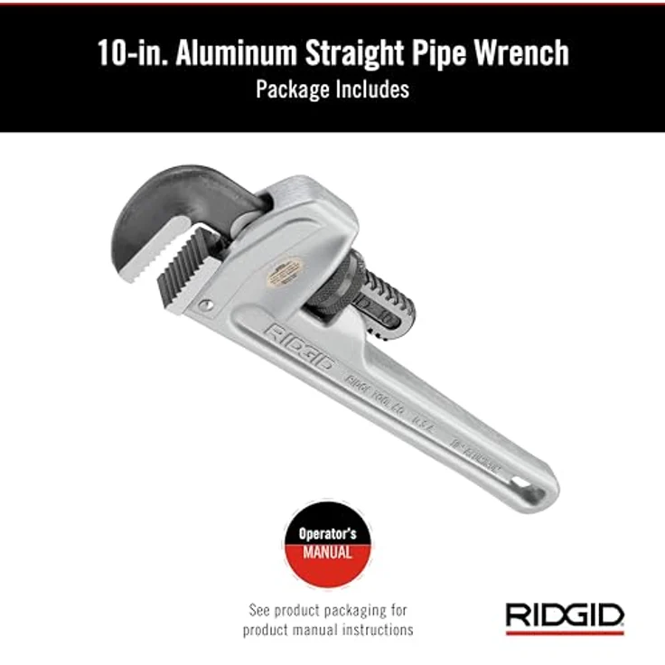 RIDGID 31090 Modell 810 gerade Aluminium-Rohrzange, 10'' Sanitär-Schraubenschlüssel – Bild 2
