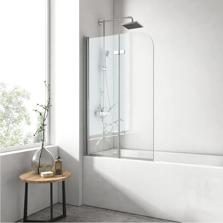 EMKE Badewannenaufsatz, Duschwand Faltbar, 6mm Klarglas, 100x140cm, Premium Chrome - Preisvergleich