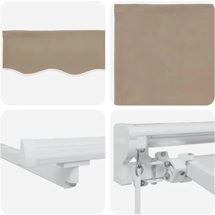 vidaXL Manueller Markisenrahmen, 4 × 3,5 m, mit LED-Beleuchtung, beige, pulverbeschichteter Aluminiumrahmen – Bild 5