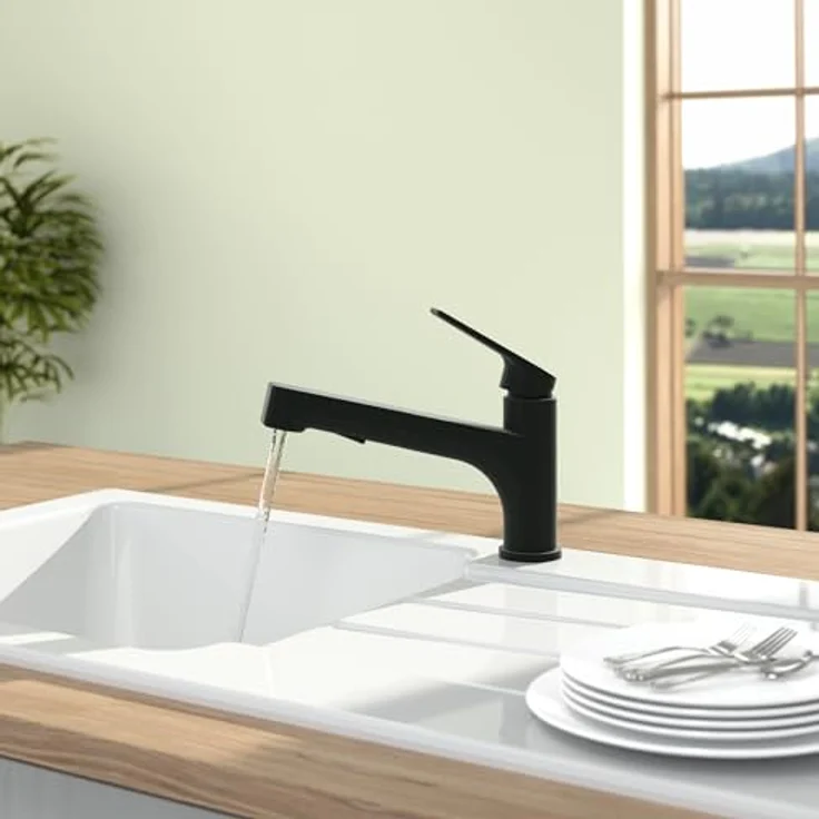 Villeroy & Boch Junis Shower, Küchenarmatur aus gebürstetem Edelstahl mit herausziehbarer Handbrause und Comfortstrahl-Funktion – Bild 2
