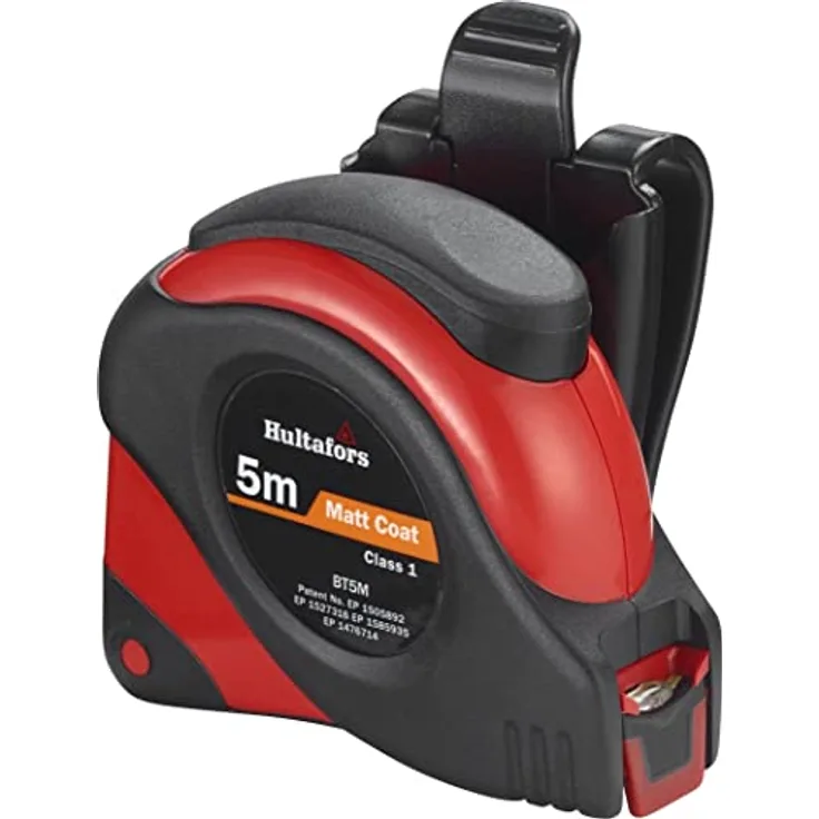 Hultafors Bandmaß BT, Maßband aus Stahl, Oberfläche matt, inkl. Gürtelhalter mit Schnellverschluss (5 m)