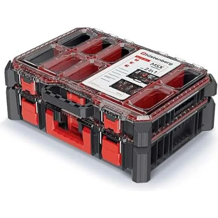 Kistenberg Organizer-Set MSX KMXS5540S, Werkzeugkoffer mit transparentem Polycarbonat-Deckel, ergonomischem Griff und Staub- sowie Wasserschutz