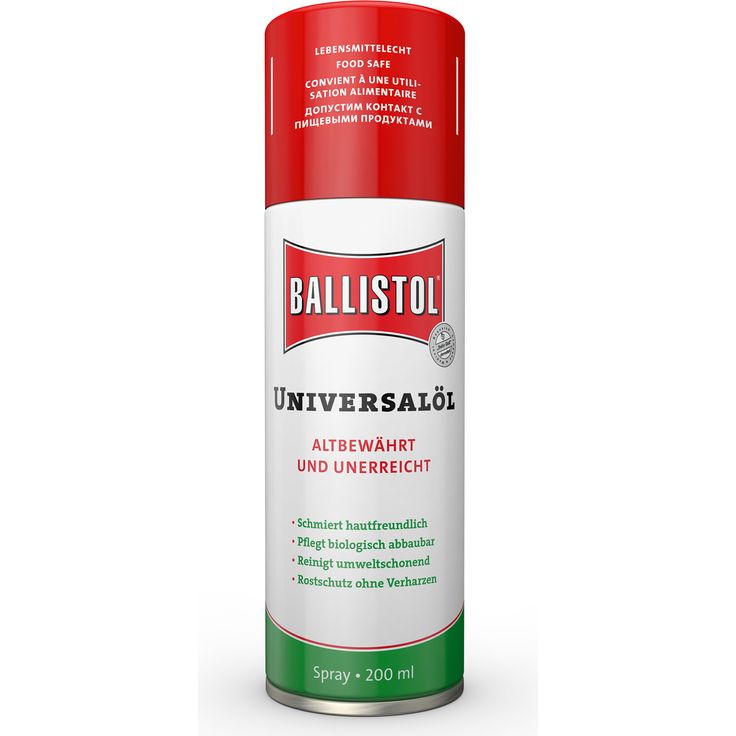 Ballistol Universalöl-Spray 200 ml, biologisch abbaubar, lebensmittelecht, für Metall, Holz, Leder, Gummi, Kunststoff, schutz- und reinigungsfähig
