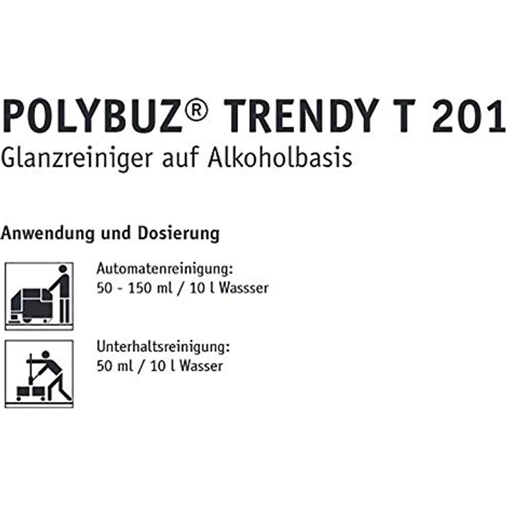 Buzil Bodenreiniger Polybuz trendy T201: Zuverlässiger Glanzreiniger auf Alkoholbasis, 10l Kanister – Bild 2
