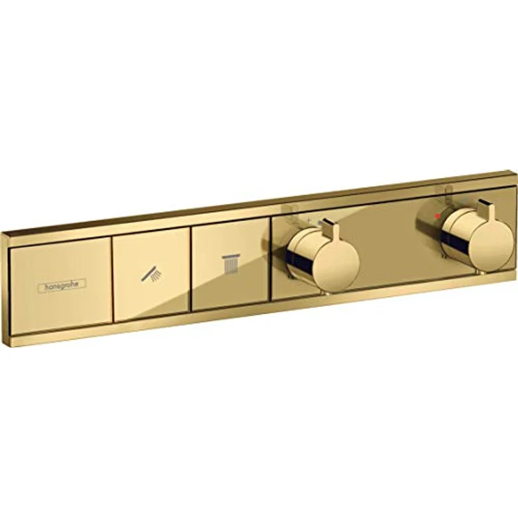 hansgrohe Unterputz Thermostat RainSelect für 2 Funktionen, Sicherheits-Temperaturregelung, Polished Gold Optic – Bild 1