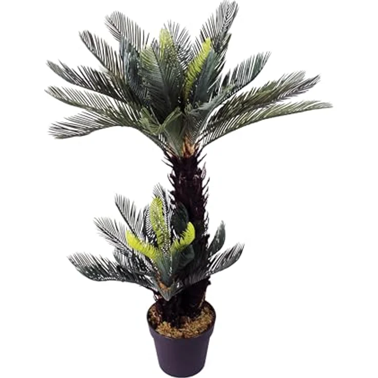 Arnusa Künstliche Cycas Palme 100 cm, 41 Palmenwedel Kunstpalme im Topf, realistisch wie echt, grün – Bild 1