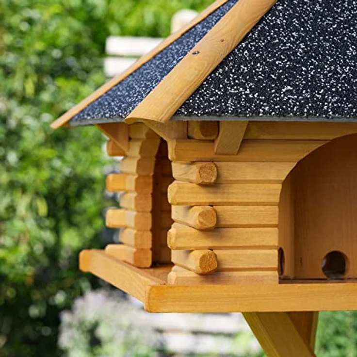Futterhaus/Vogelhaus mit Strukturputzdach und Solarbeleuchtung, wahlweise mit oder ohne Vogelhausständer, Vogelhausständer:ohne Vogelhausständer – Bild 3