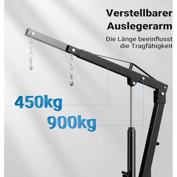 Wiltec Pickup Kran, hydraulischer Ladekran 1800 mm, 900 kg Traglast, 360° drehbar, Werkstattbodenmontage – Bild 5