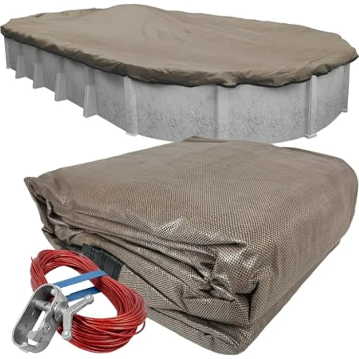 Robelle 431632-4 Premium-Mesh XL Taupe Mesh Winter Pool Cover for Oval Above Ground Swimming Pools, 16 x 32-ft. Oval Pool