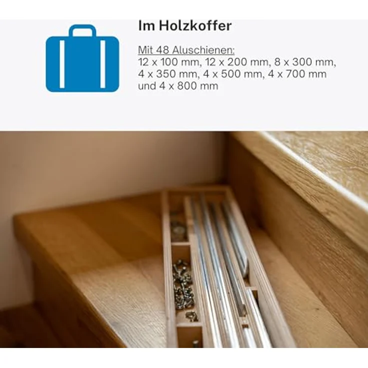 hedue® Winkelschablone T512 - Treppenlehre mit 48 Aluschienen, Treppenwinkelschablone, Treppenschablone zum Übertragen von vieleckigen Konturen – Bild 5