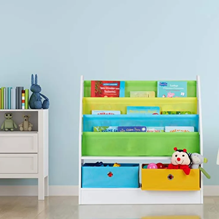 Relaxdays Kinderregal Meermotiv, 2 Boxen, 3 Fächer, Spielzeug Aufbewahrung, Kinder Bücherregal HBT 74 x 71 x 23 cm, bunt - Preisvergleich – Bild 2