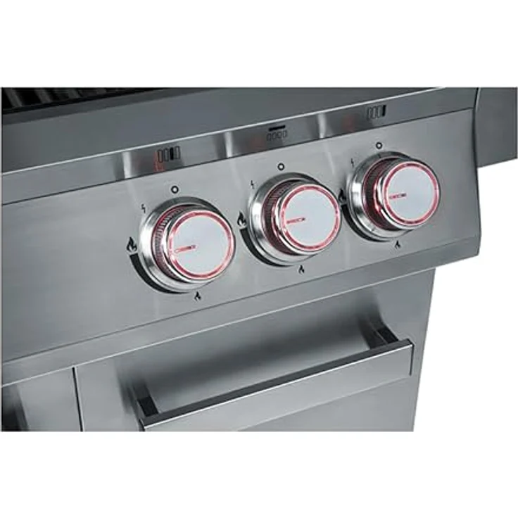 CHEF CUISINE BBQ Gasgrill – Outdoor Gasgrill 4 Brenner mit Seitenbrenner und Infrarot aus rostfreiem Edelstahl, 20,7 kW, 3-teilige Grillfläche, Grillhaube mit Sichtfenster und Thermometer, Grillwagen – Bild 5