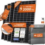 Solarway Balkonkraftwerk Komplett Steckdose, 2000 Watt + 4,8 kWh, JaSolar-Module, Deye Wechselrichter mit APP & WiFi, Ziegeldach Halterung