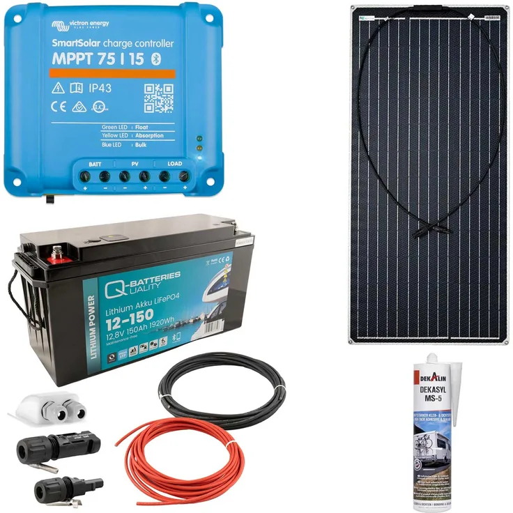 a-TroniX Solaranlage Wohnmobil 100W mit 100Ah Lithium Batterie und Victron MPPT Laderegler