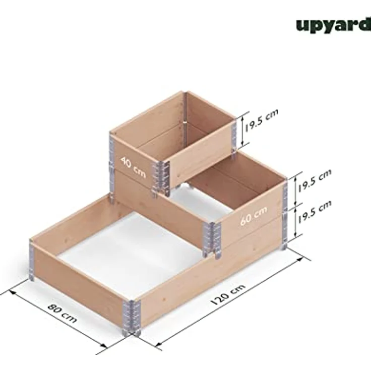 Upyard Stepped Bed - modernes Hochbeet aus Paletten - modulares, mehrstufiges Hochbeet aus Naturholz für Garten und Terrasse, 120x80x58,5, Braun – Bild 2