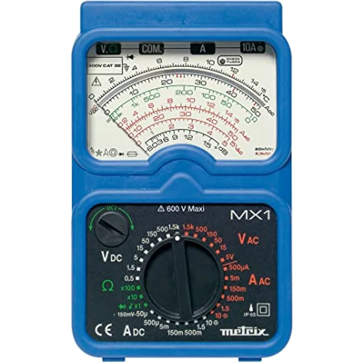 METRIX MX 1, Analog-Multimeter, spritzwassergeschützt (IP54), mit Sicherheitsalarm und Stoßschutzhülle
