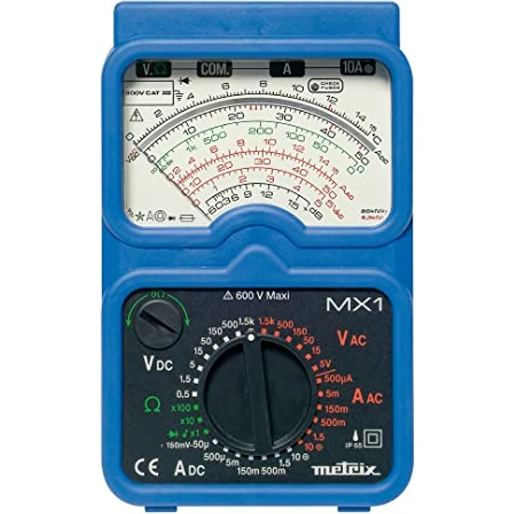 METRIX MX 1, Analog-Multimeter, spritzwassergeschützt (IP54), mit Sicherheitsalarm und Stoßschutzhülle – Bild 1