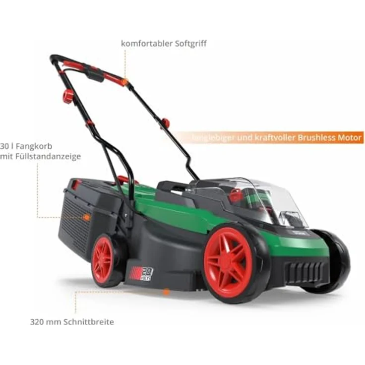 GUEDEAKTIVBANK Akku Rasenmäher 320/20-4, Brushless Motor, 3-fache Höhenverstellung, 30 l Grasfangbox – Bild 5