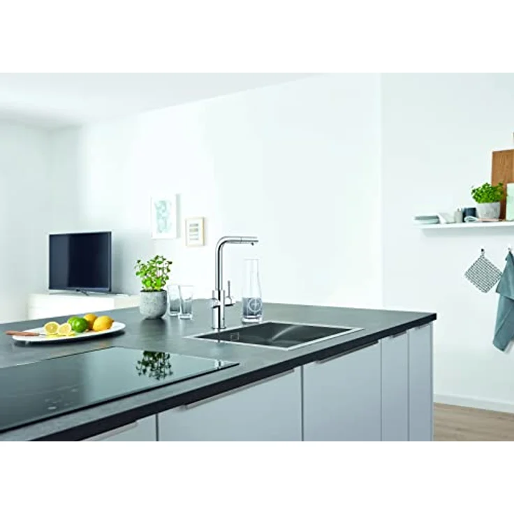 Grohe Blue Home Starterkit, Spültischarmatur mit L-Auslauf, herausziehbar, Edelstahl-Chrom, App-Steuerung, 3L/h sprudelndes Wasser – Bild 7