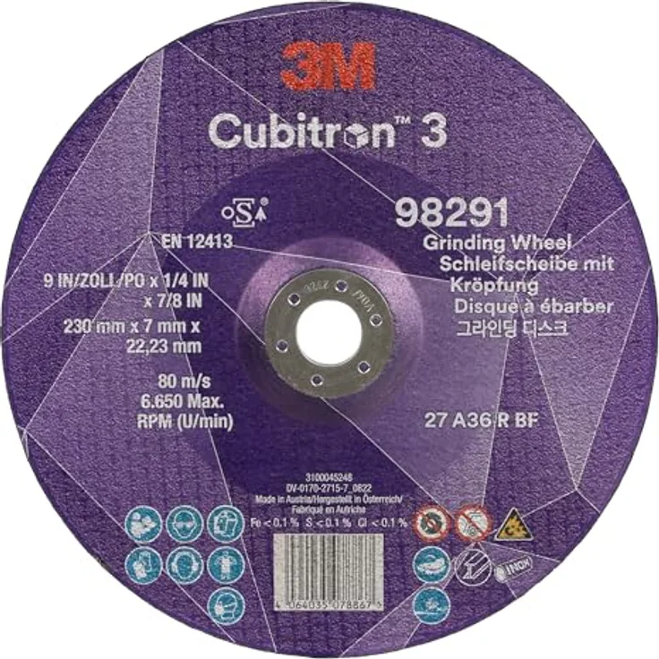 3M Cubitron 3 Schruppscheibe, 98291, 36+, T27, 230 mm x 7 mm x 22,23 mm, EN, 10/Pack, 20 Stück/VE