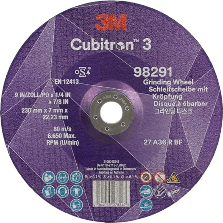 3M Cubitron 3 Schruppscheibe, 98291, 36+, T27, 230 mm x 7 mm x 22,23 mm, EN, 10/Pack, 20 Stück/VE – Bild 1