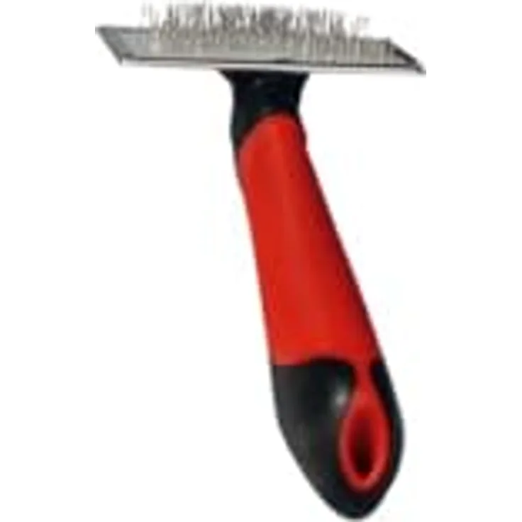 Karlie Professional Zupfbürste, Hundebürste für mittellanges bis langes Fell, flexibler Anti-Rutsch Griff, Gummi, Rot/Schwarz, 16,5x6,5 cm
